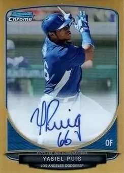 2013 Bowman Chrome - Prospect Autographs Gold Refractor #BCA-YP - Yasiel Puig - Los Angeles Dodgers