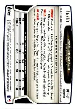 2013 Bowman Chrome - Prospect Autographs Gold Refractor #BCP-JT - Jake Thompson - Detroit Tigers - Back