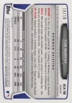 2013 Bowman Chrome - Prospect Autographs Purple Refractor #BCA-TM - Tom Murphy - Colorado Rockies - Back