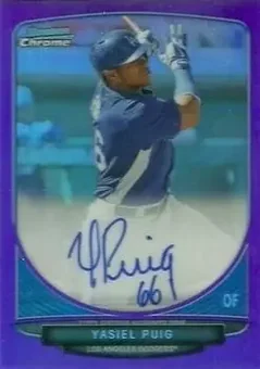 2013 Bowman Chrome - Prospect Autographs Purple Refractor #BCA-YP - Yasiel Puig - Los Angeles Dodgers