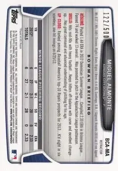 2013 Bowman Chrome - Prospect Autographs Refractor #BCA-MA - Miguel Almonte - Kansas City Royals - Back