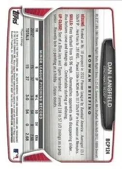 2013 Bowman Chrome - Prospects #BCP124 - Dan Langfield - Cincinnati Reds - Back