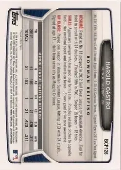2013 Bowman Chrome - Prospects #BCP126 - Harold Castro - Detroit Tigers - Back