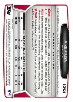 2013 Bowman Chrome - Prospects #BCP130 - Mike Piazza - Los Angeles Angels - Back