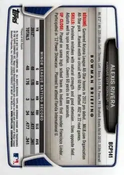 2013 Bowman Chrome - Prospects #BCP141 - Alexis Rivera - Kansas City Royals - Back