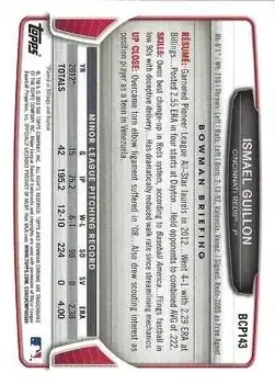 2013 Bowman Chrome - Prospects #BCP143 - Ismael Guillon - Cincinnati Reds - Back