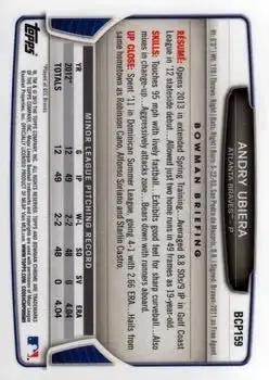 2013 Bowman Chrome - Prospects #BCP159 - Andry Ubiera - Atlanta Braves - Back