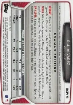 2013 Bowman Chrome - Prospects #BCP170 - R.J. Alvarez - Los Angeles Angels - Back