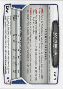 2013 Bowman Chrome - Prospects #BCP172 - Saxon Butler - New York Yankees - Back