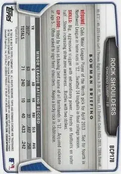 2013 Bowman Chrome - Prospects #BCP178 - Rock Shoulders - Chicago Cubs - Back