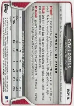 2013 Bowman Chrome - Prospects #BCP186 - Dylan Cozens - Philadelphia Phillies - Back