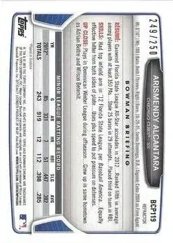 2013 Bowman Chrome - Prospects Blue Refractors #BCP119 - Arismendy Alcantara - Chicago Cubs - Back