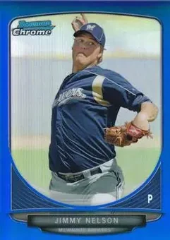2013 Bowman Chrome - Prospects Blue Refractors #BCP140 - Jimmy Nelson - Milwaukee Brewers