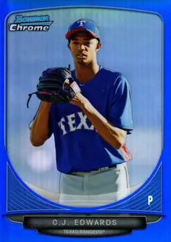 2013 Bowman Chrome - Prospects Blue Refractors #BCP144 - C.J. Edwards - Texas Rangers