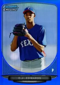 2013 Bowman Chrome - Prospects Blue Refractors #BCP144 - C.J. Edwards - Texas Rangers