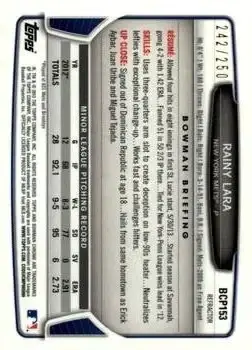 2013 Bowman Chrome - Prospects Blue Refractors #BCP153 - Rainy Lara - New York Mets - Back