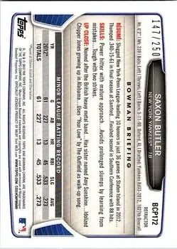 2013 Bowman Chrome - Prospects Blue Refractors #BCP172 - Saxon Butler - New York Yankees - Back