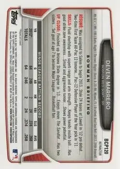 2013 Bowman Chrome - Prospects Blue Wave Refractors #BCP120 - Deven Marrero - Boston Red Sox - Back