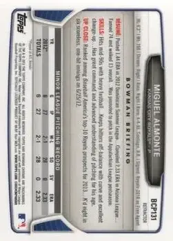 2013 Bowman Chrome - Prospects Blue Wave Refractors #BCP131 - Miguel Almonte - Kansas City Royals - Back