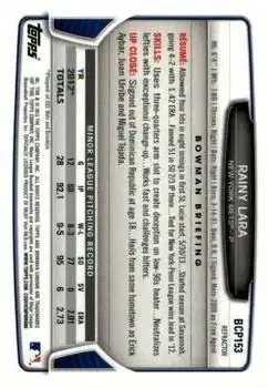 2013 Bowman Chrome - Prospects Blue Wave Refractors #BCP153 - Rainy Lara - New York Mets - Back