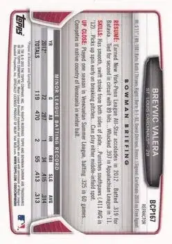 2013 Bowman Chrome - Prospects Blue Wave Refractors #BCP167 - Breyvic Valera - St. Louis Cardinals - Back