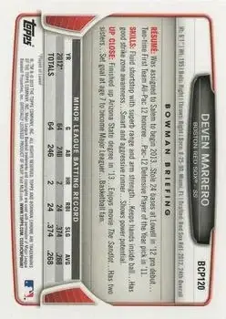 2013 Bowman Chrome - Prospects #BCP120 - Deven Marrero - Boston Red Sox - Back