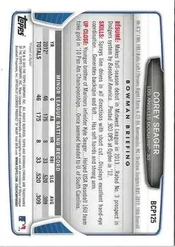 2013 Bowman Chrome - Prospects #BCP125 - Corey Seager - Los Angeles Dodgers - Back