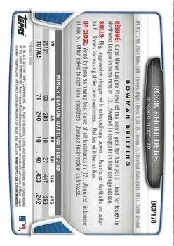 2013 Bowman Chrome - Prospects #BCP178 - Rock Shoulders - Chicago Cubs - Back