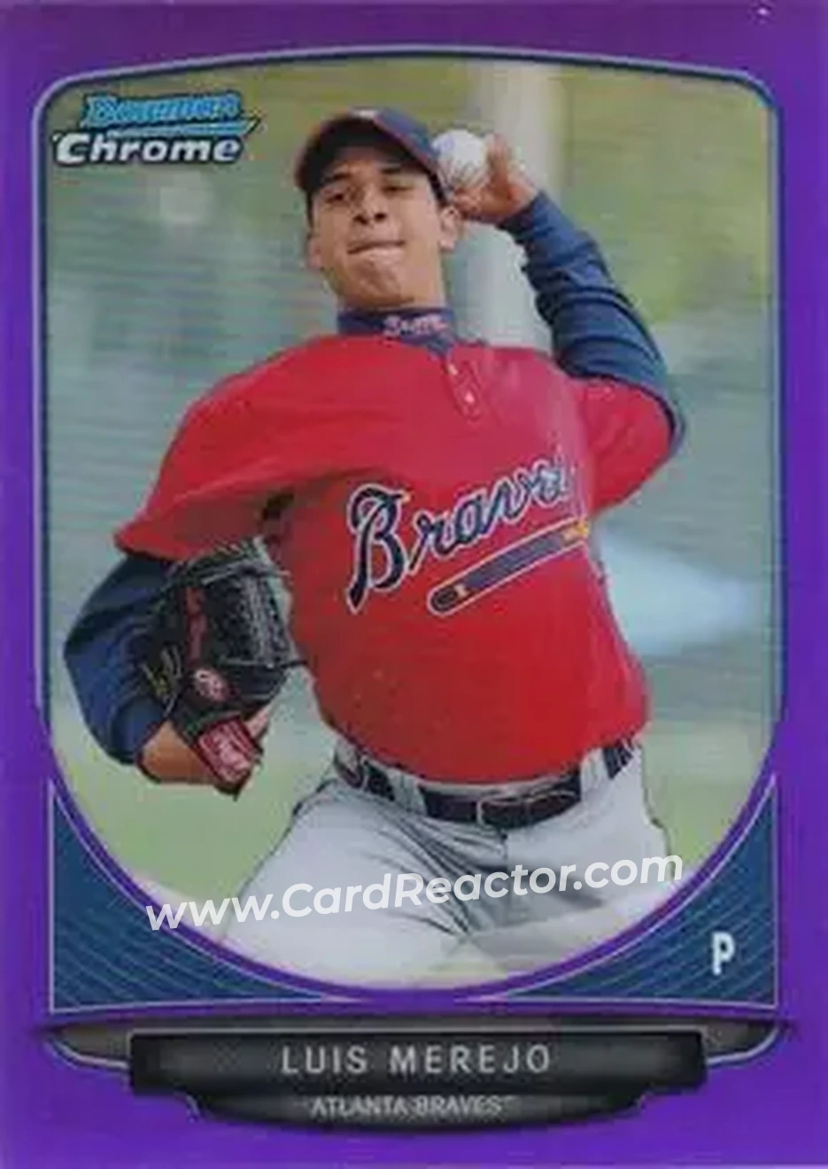 2013 Bowman Chrome - Prospects Purple Refractors #BCP151 - Luis Merejo - Atlanta Braves - Front