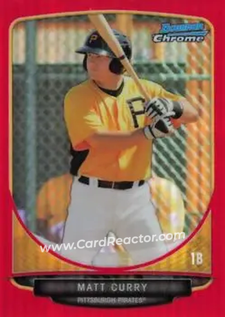 2013 Bowman Chrome - Prospects Red Refractors #BCP163 - Matt Curry - Pittsburgh Pirates