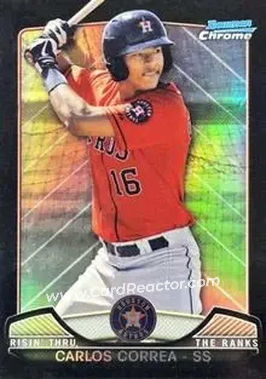 2013 Bowman Chrome - Risin' Thru the Ranks Mini Black Refractor #RTR-CCO - Carlos Correa - Houston Astros - Front