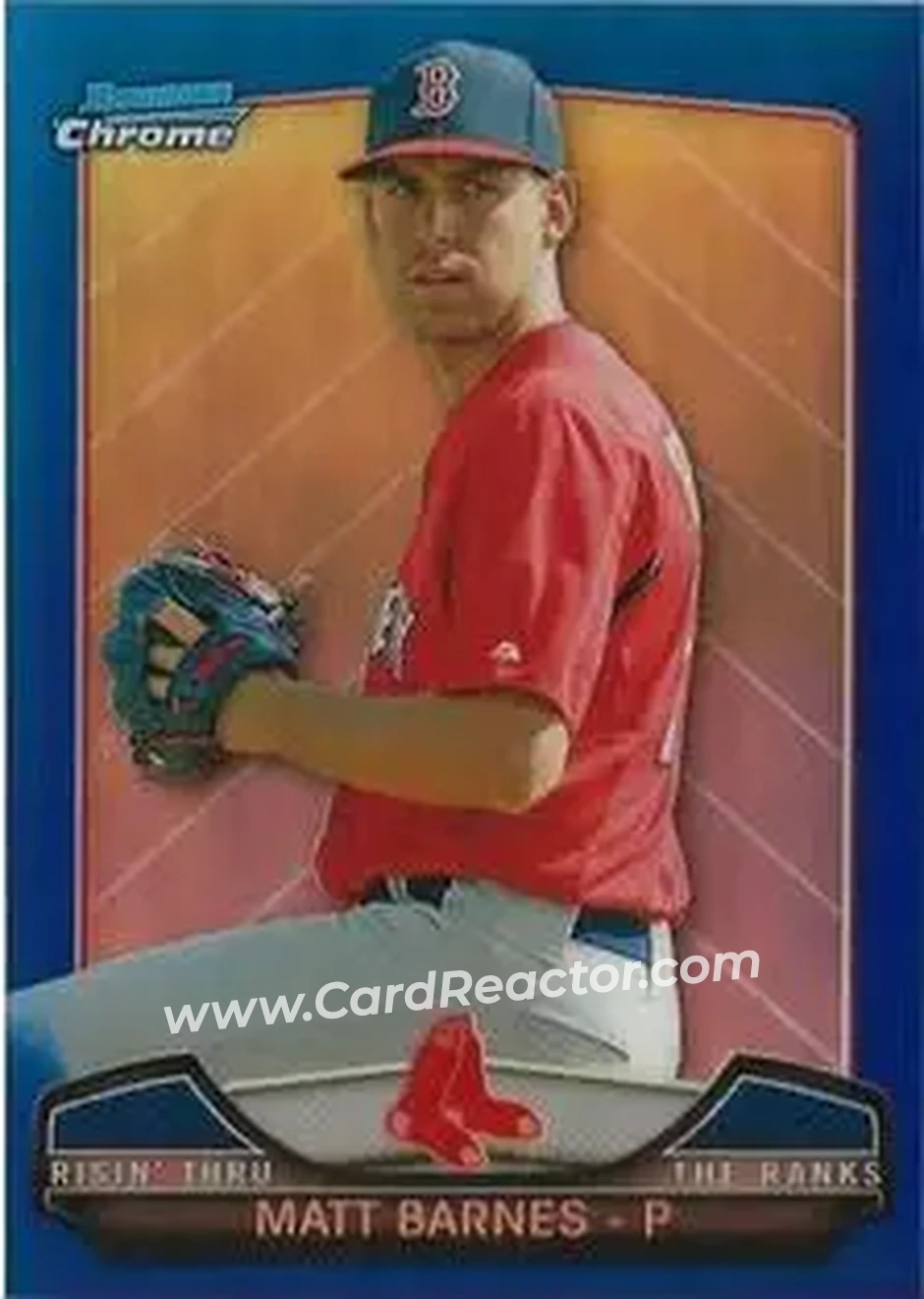 2013 Bowman Chrome - Risin' Thru the Ranks Mini Blue Refractor #RTR-MB - Matt Barnes - Boston Red Sox - Front