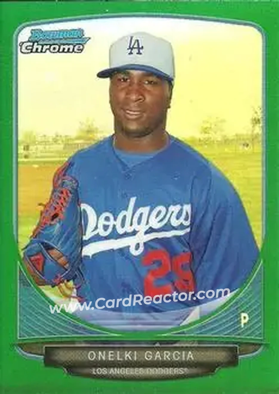 2013 Bowman Chrome - Prospects Green Refractors #BCP118 - Onelki Garcia - Los Angeles Dodgers