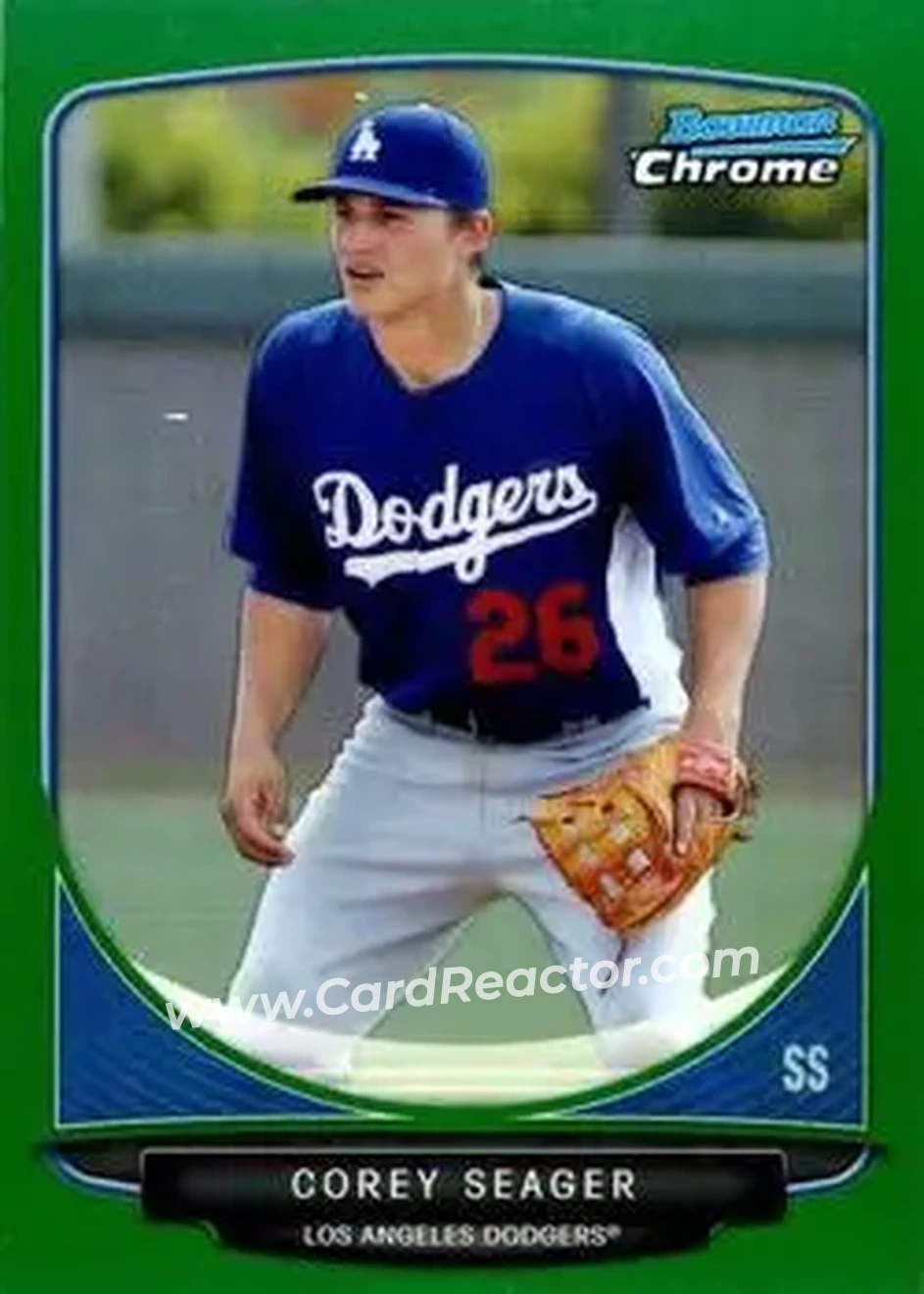 2013 Bowman Chrome - Prospects Green Refractors #BCP125 - Corey Seager - Los Angeles Dodgers - Front 2013 Bowman Chrome - Prospects Green Refractors #BCP125 - Corey Seager - Los Angeles Dodgers - Front