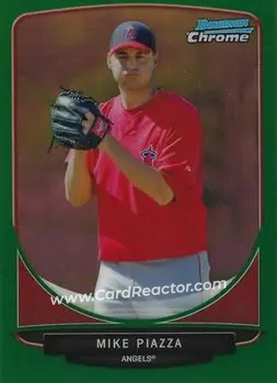 2013 Bowman Chrome - Prospects Green Refractors #BCP130 - Mike Piazza - Los Angeles Angels - Front 2013 Bowman Chrome - Prospects Green Refractors #BCP130 - Mike Piazza - Los Angeles Angels - Front