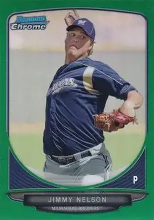 2013 Bowman Chrome - Prospects Green Refractors #BCP140 - Jimmy Nelson - Milwaukee Brewers