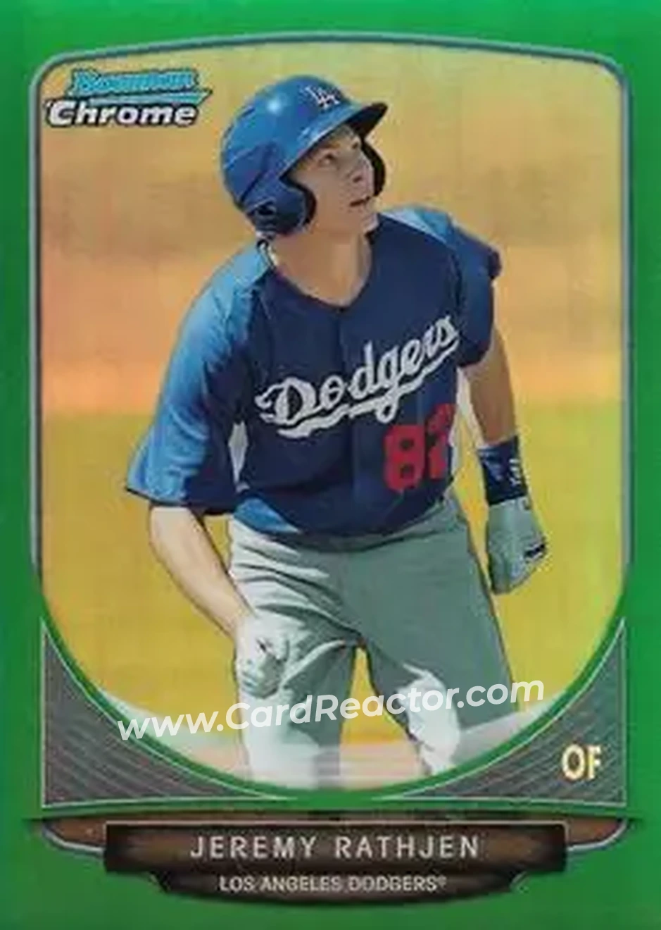 2013 Bowman Chrome - Prospects Green Refractors #BCP142 - Jeremy Rathjen - Los Angeles Dodgers