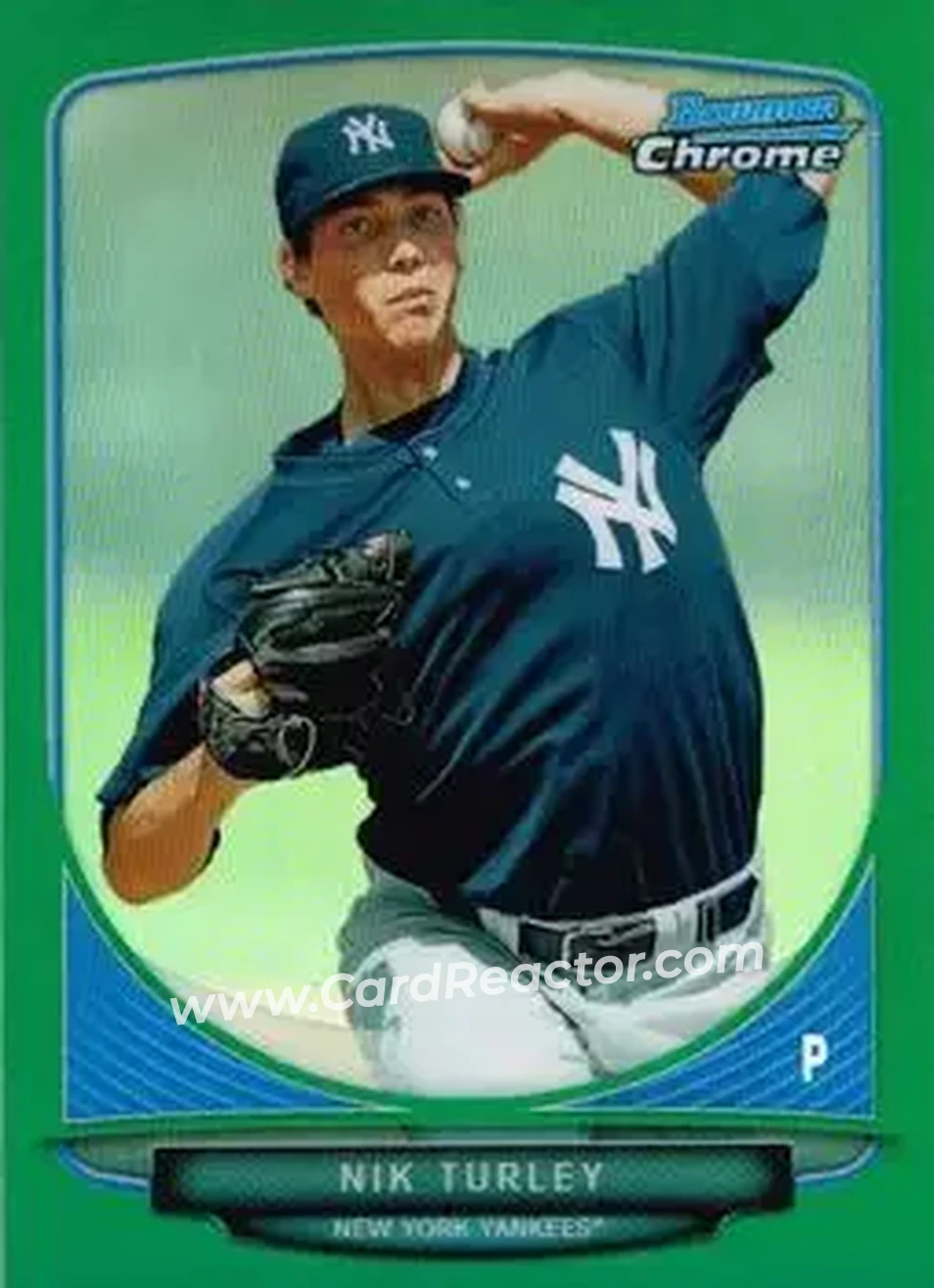 2013 Bowman Chrome - Prospects Green Refractors #BCP146 - Nik Turley - New York Yankees