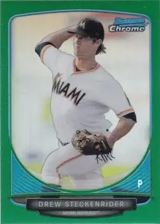 2013 Bowman Chrome - Prospects Green Refractors #BCP183 - Drew Steckenrider - Miami Marlins