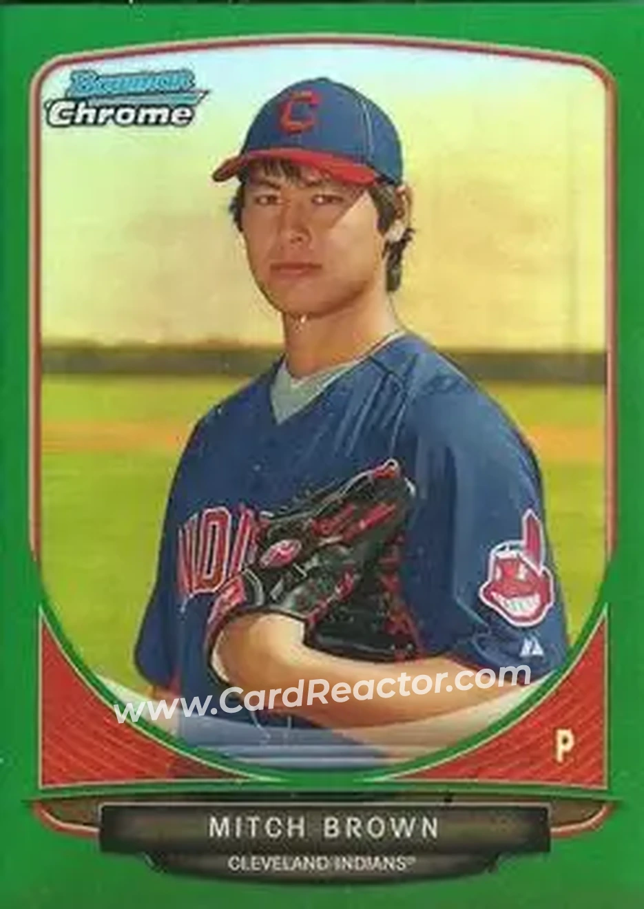 2013 Bowman Chrome - Prospects Green Refractors #BCP188 - Mitch Brown - Cleveland Indians