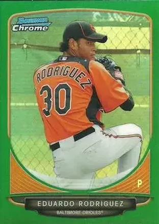 2013 Bowman Chrome - Prospects Green Refractors #BCP207 - Eduardo Rodriguez - Baltimore Orioles