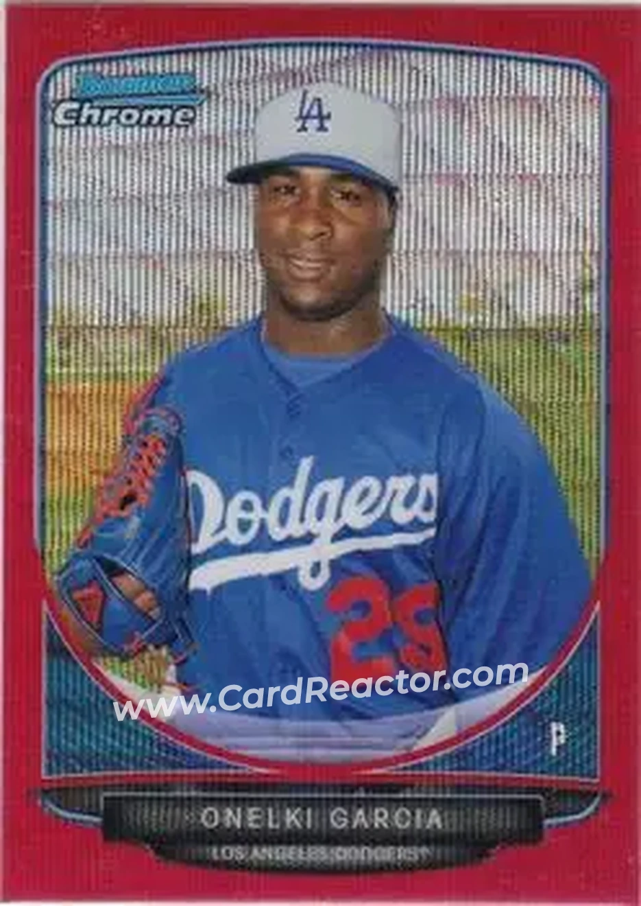 2013 Bowman Chrome - Prospects Red Wave Refractors #BCP118 - Onelki Garcia - Los Angeles Dodgers
