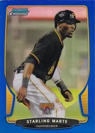 2013 Bowman Chrome - Blue Refractors #7 - Starling Marte - Pittsburgh Pirates