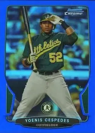 2013 Bowman Chrome - Blue Refractors #34 - Yoenis Cespedes - Oakland Athletics