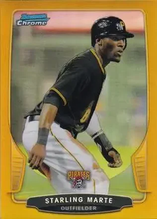 2013 Bowman Chrome - Gold Refractors #7 - Starling Marte - Pittsburgh Pirates