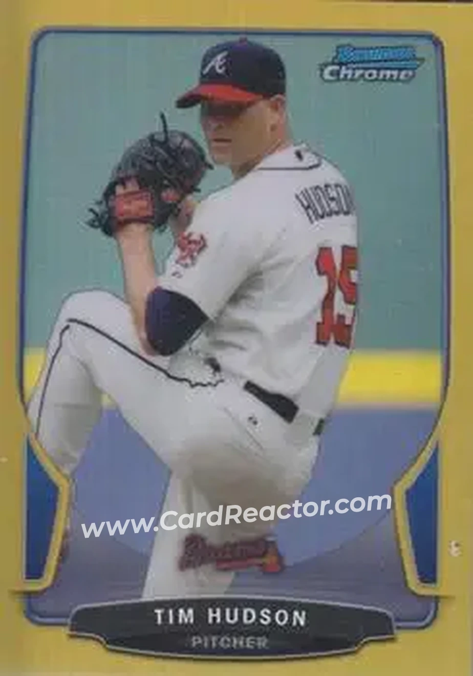 2013 Bowman Chrome - Gold Refractors #53 - Tim Hudson - Atlanta Braves - Front 2013 Bowman Chrome - Gold Refractors #53 - Tim Hudson - Atlanta Braves - Front