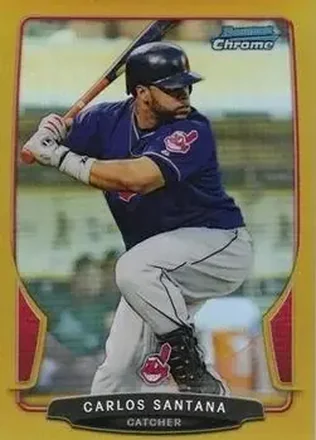 2013 Bowman Chrome - Gold Refractors #67 - Carlos Santana - Cleveland Indians
