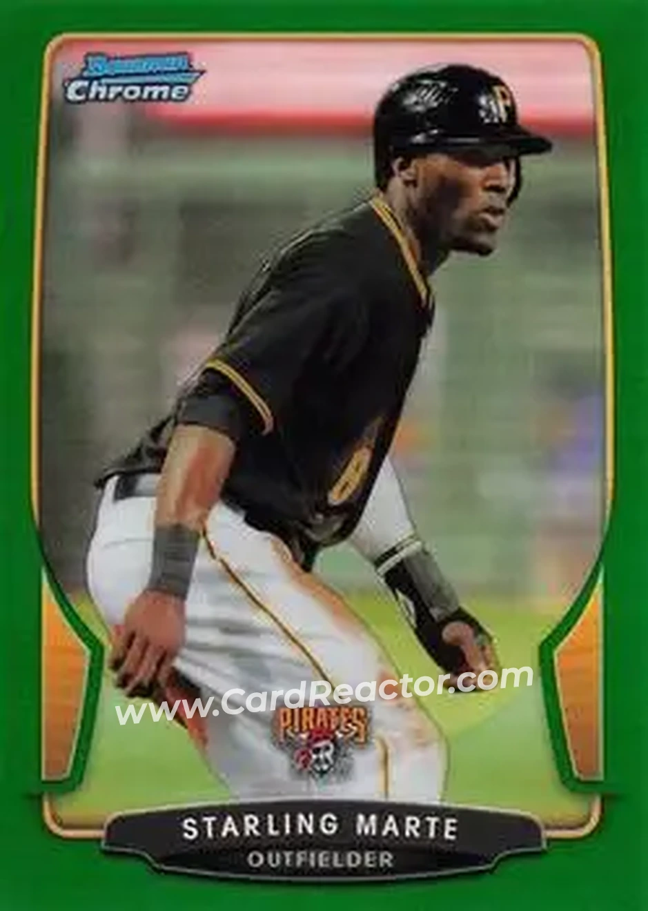 2013 Bowman Chrome - Green Refractors #7 - Starling Marte - Pittsburgh Pirates - Front