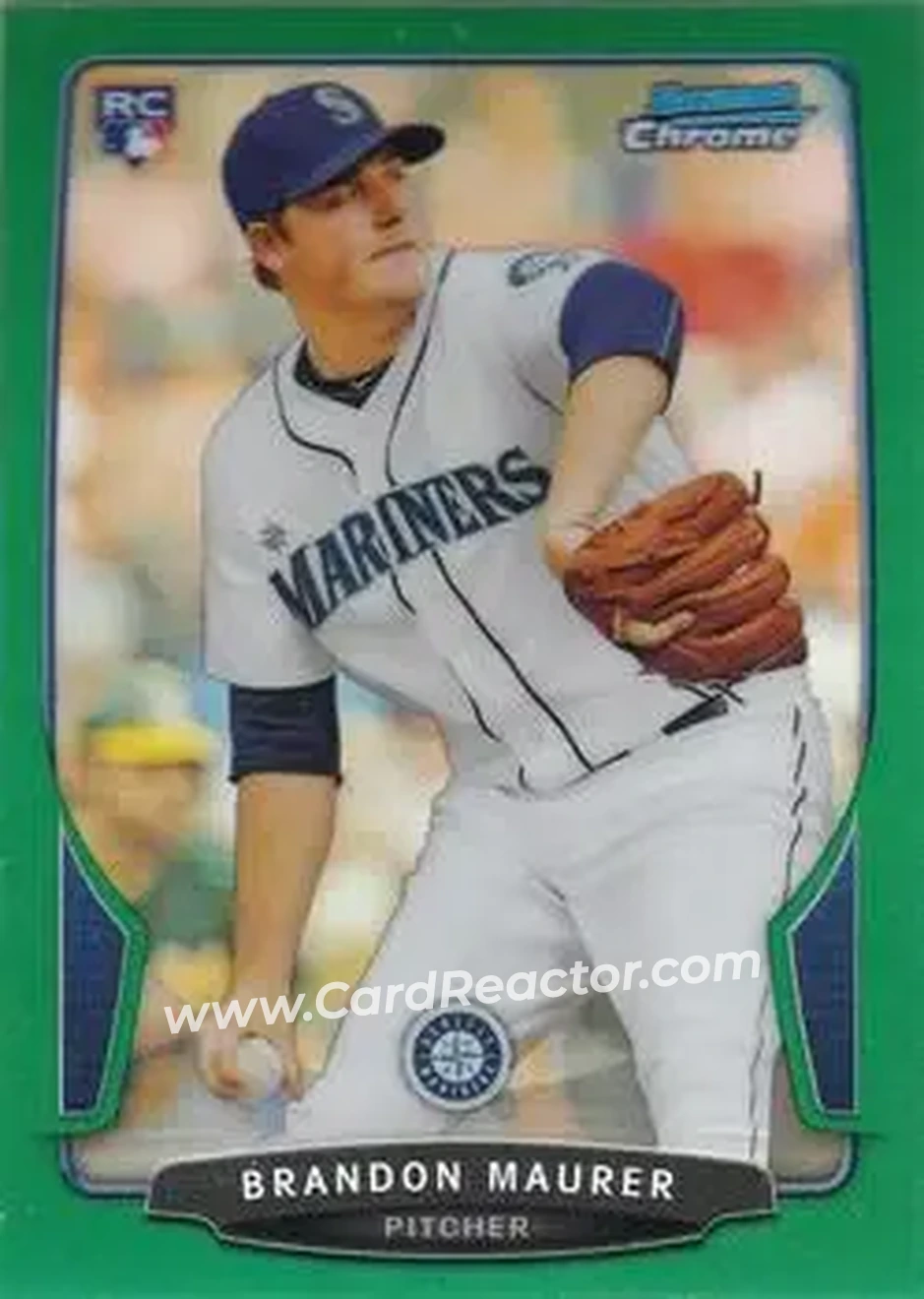 2013 Bowman Chrome - Green Refractors #10 - Brandon Maurer - Seattle Mariners