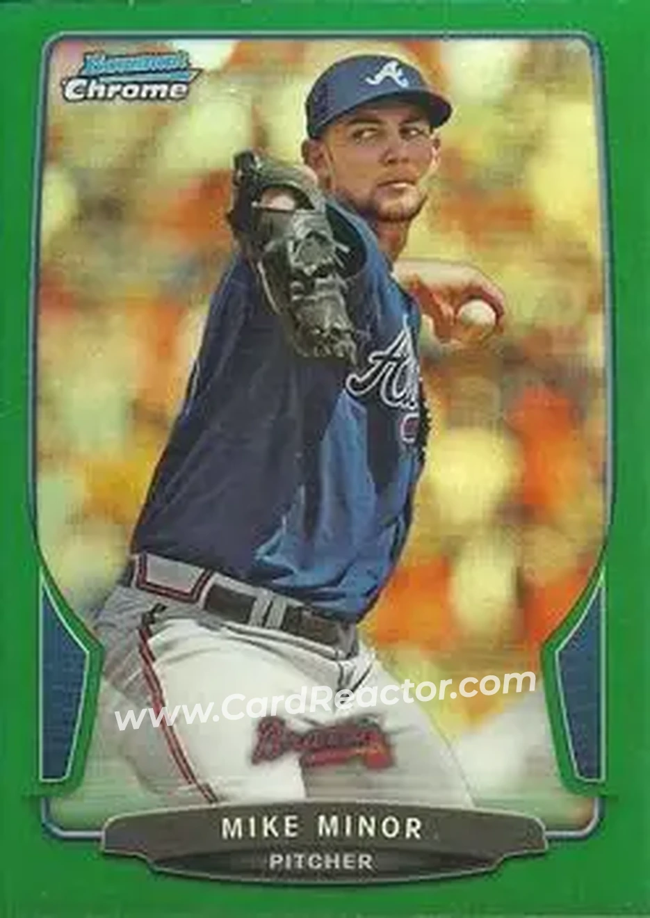 2013 Bowman Chrome - Green Refractors #13 - Mike Minor - Atlanta Braves